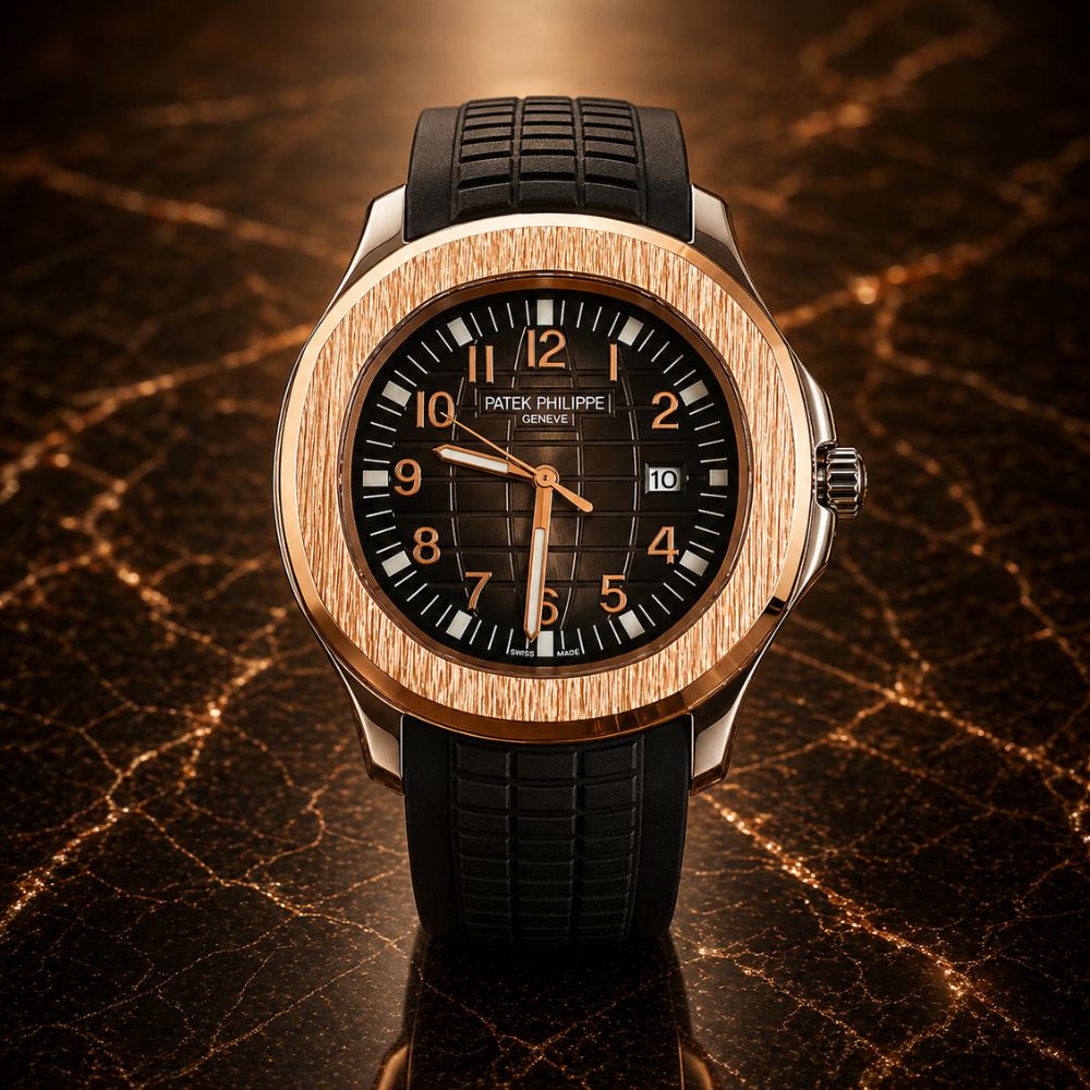 Relógio Patek Aquanut Black & Gold - 1ª linha