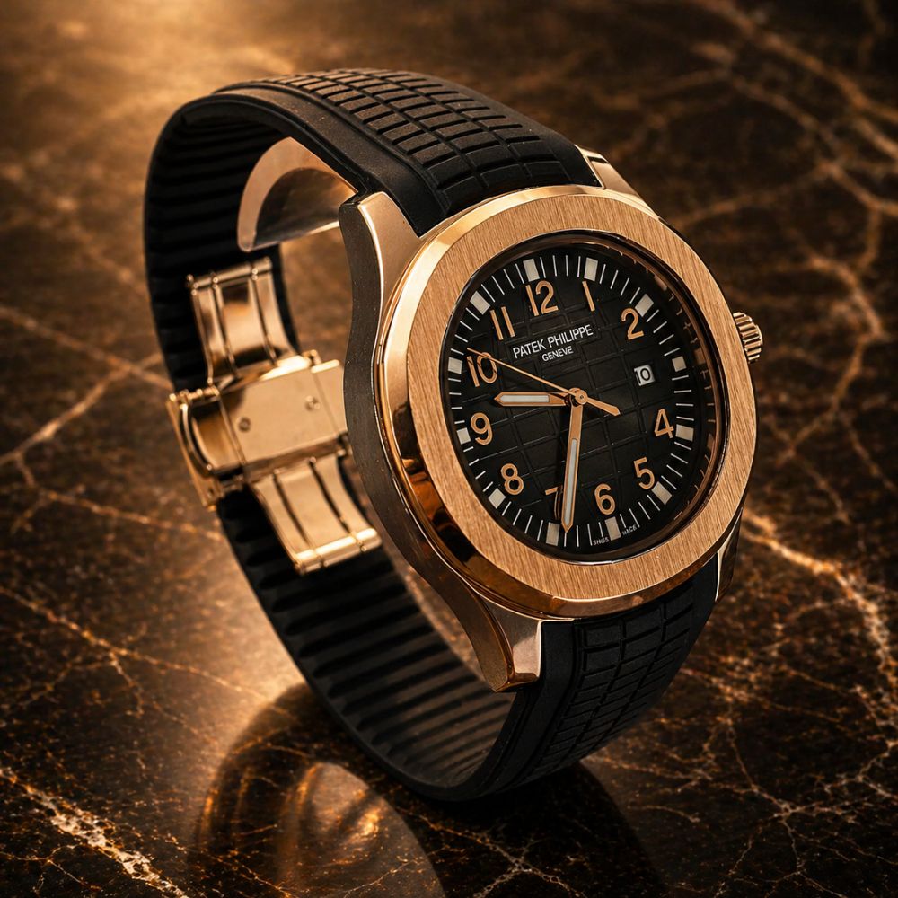 Relógio Patek Aquanut Black & Gold - 1ª linha